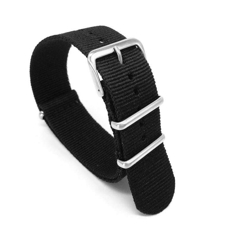 Nylon Nato Strap - Bracelet en Nylon noir pour montres