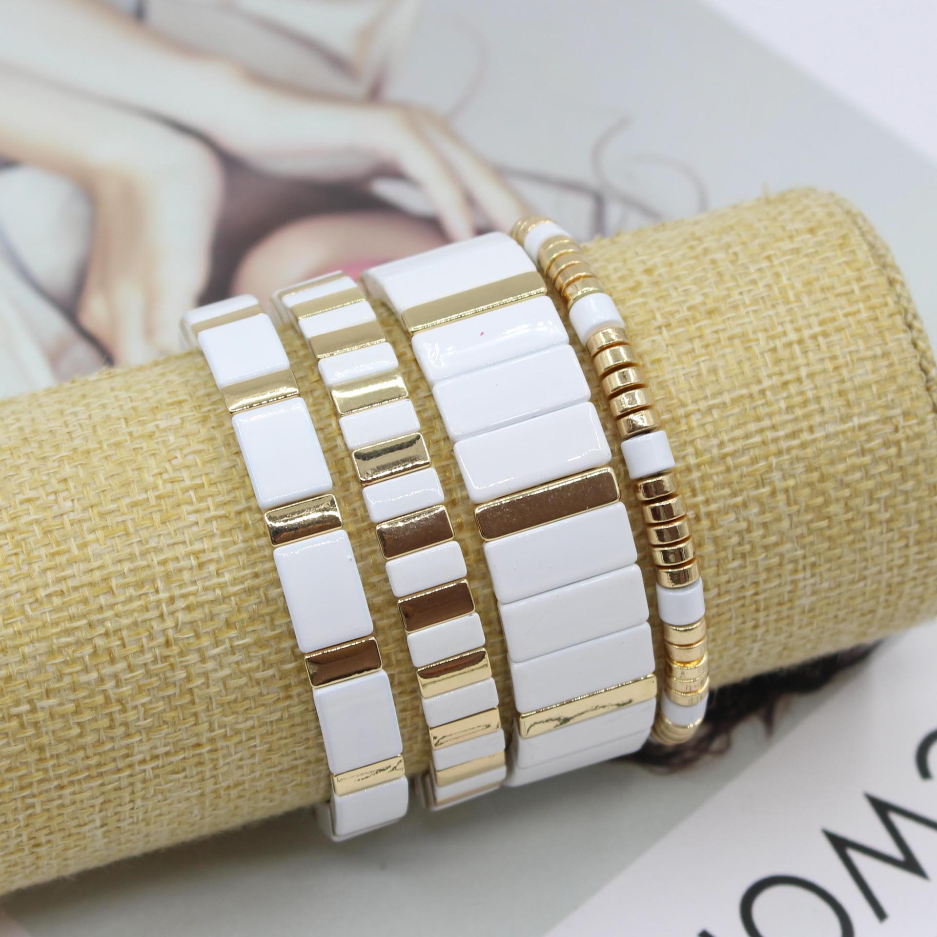 Bracelet en émail blanc bohème - Ceramic Link Bracelet avis et prix