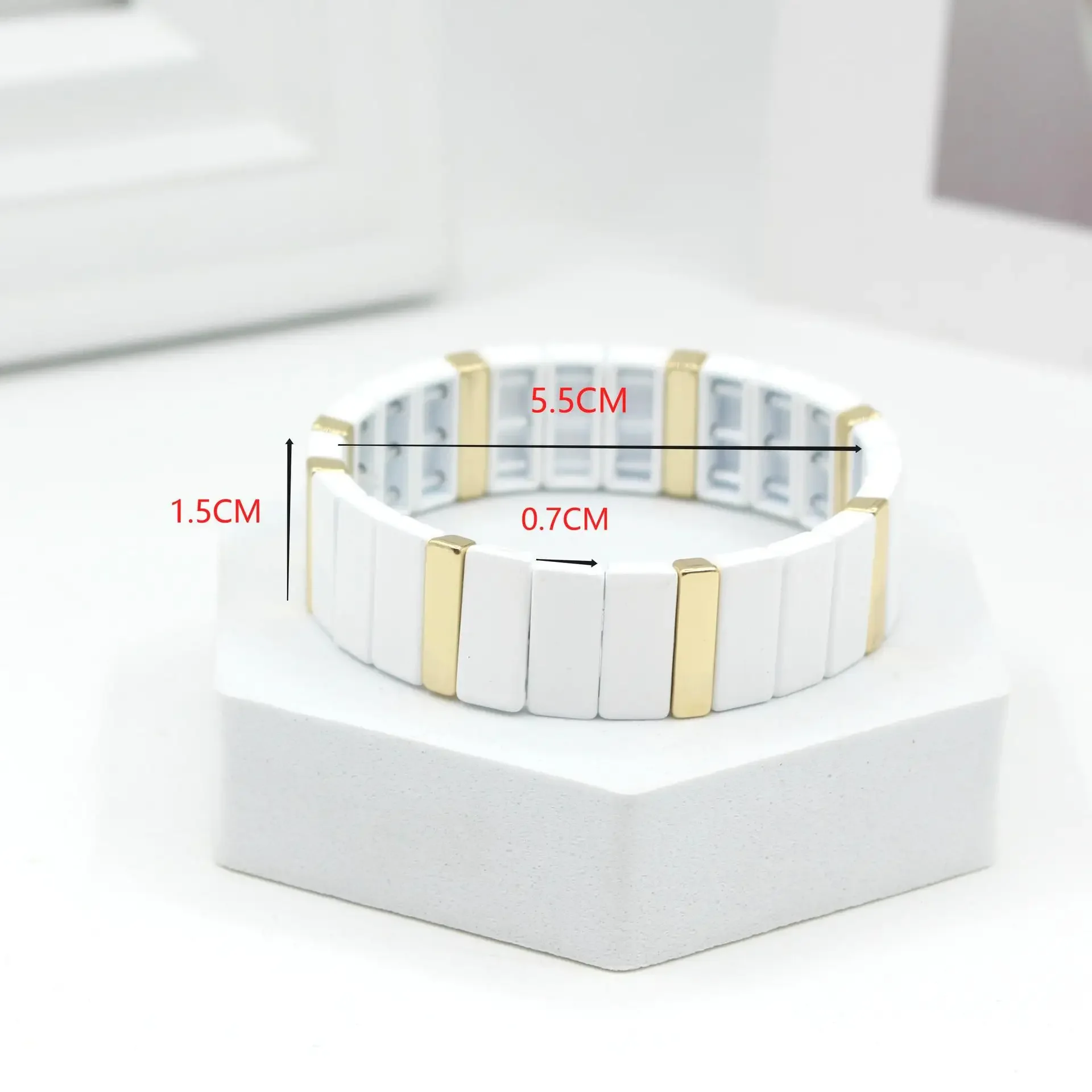 Bracelet en émail blanc bohème - Ceramic Link Bracelet avis et prix